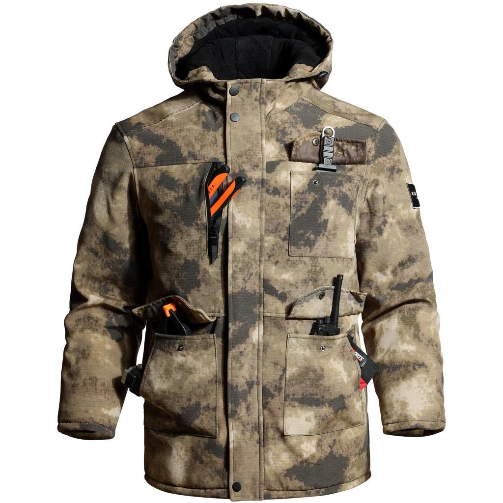 Men's Winter Waterproof Camouflage Work Jacket with Velvet Lining