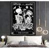 Onivein The Lovers Skull Tapestry Gothic Tapestry Vertical Black and White Skeleton Gothic Witch Sun Moon Floral Plant Snake Tapestries Wall Hanging