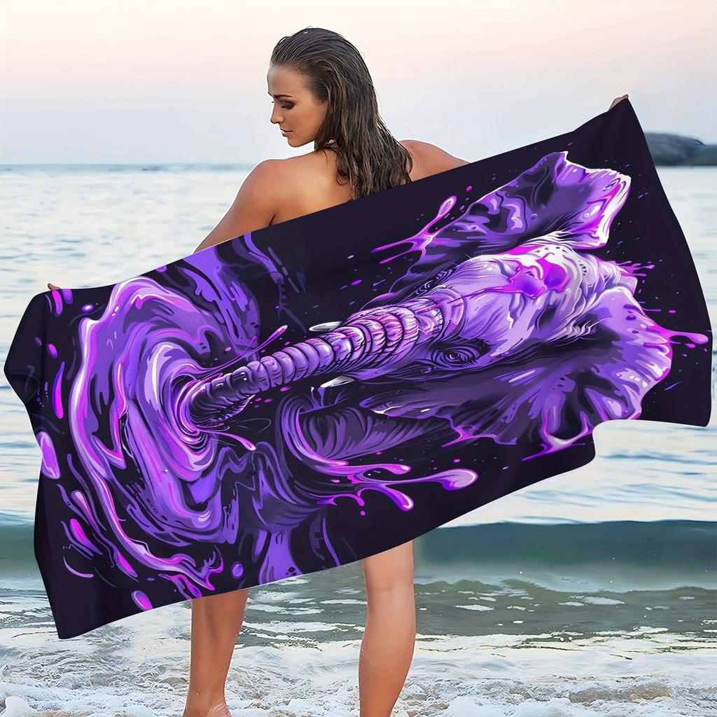 Vibrant Purple Swirl Abstract Galaxy Beach Towel Mat Summer Ocean Picnic Blanket Resort Home Decor Gift Idea