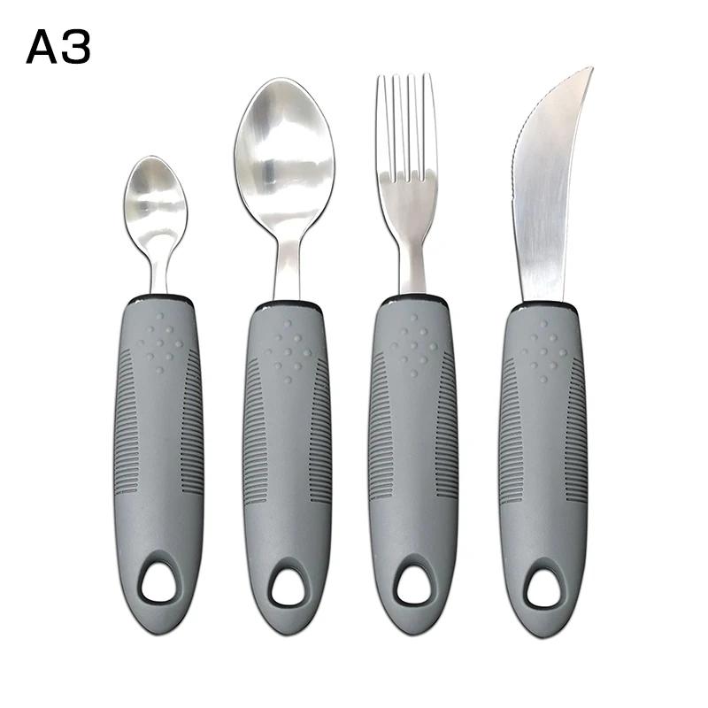 3/4/5Pcs/Set Elderly Adaptive Utensils Disabled Bendable Feeding Dinnerwares Parkinsons Self Training Spoon Fork Tableware