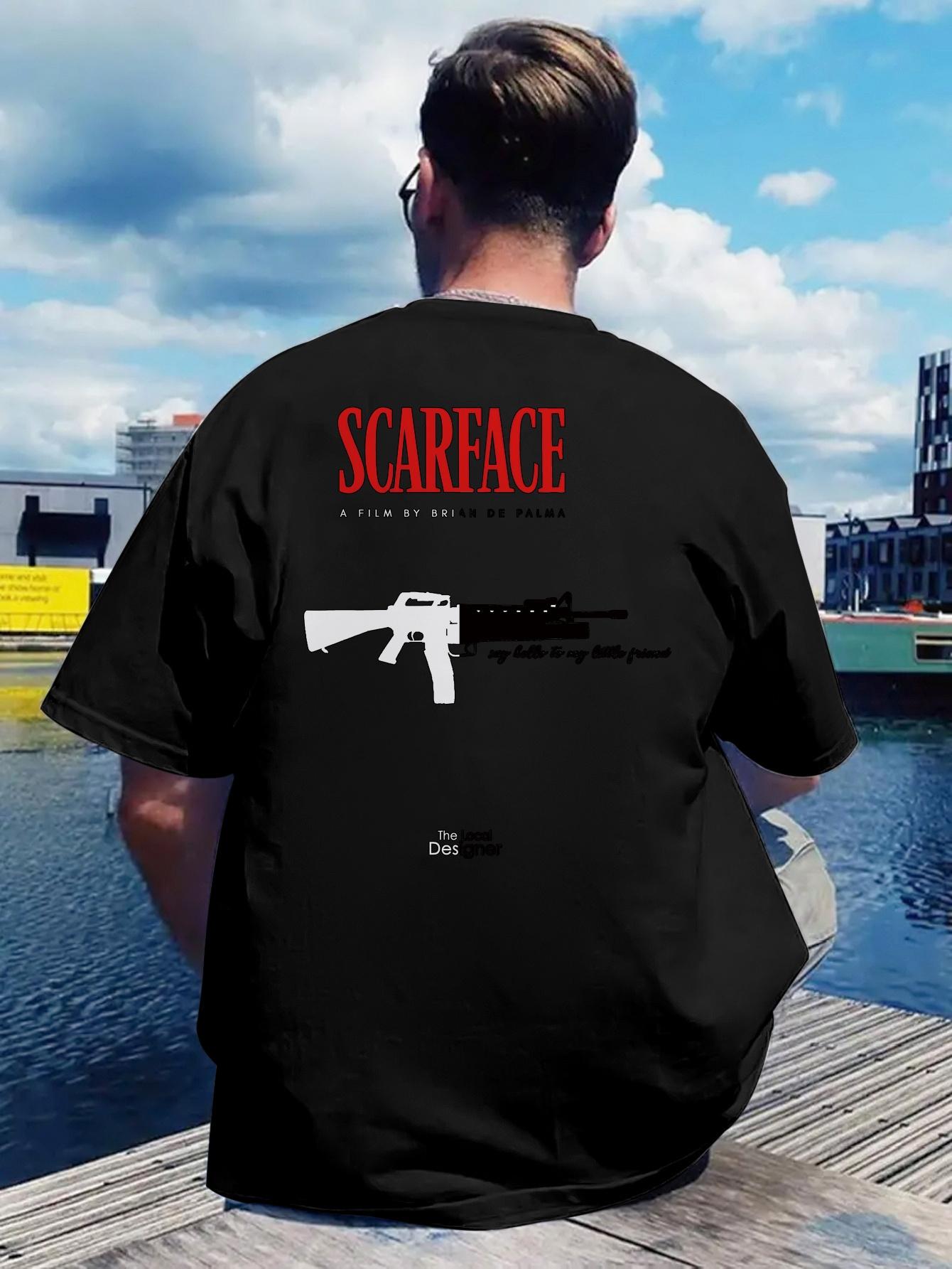 Scarface Graphic T-shirt - Bold Scarface Design with Revolver Illustration XXXXL