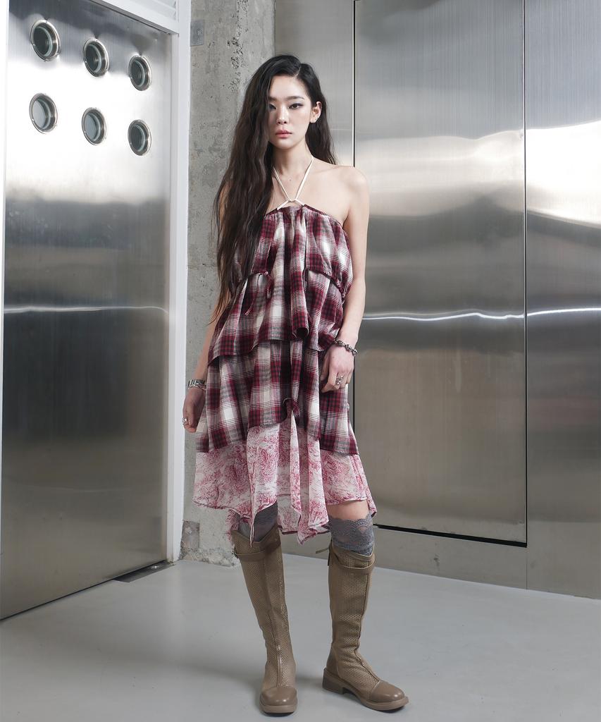 Seutillesseodi Check Tiered Skirt