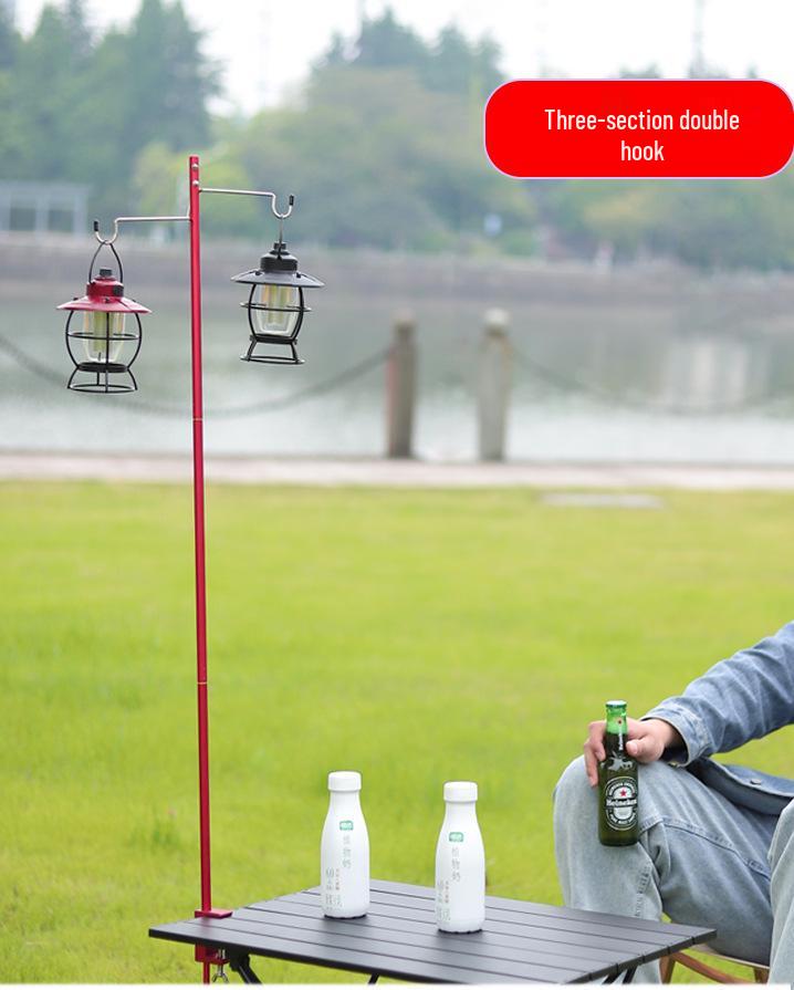 Ultra-Light Portable Aluminum Camping Table with Foldable Lantern Stand