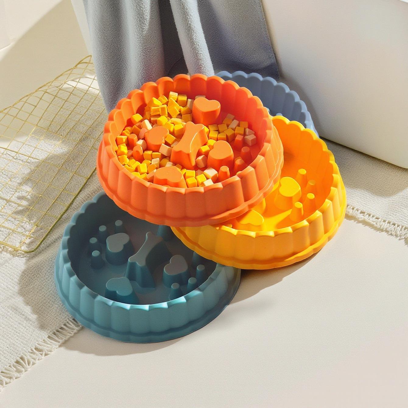 

Love cake slow food bowl anti-choking dog bowl small medium and large dog and cat feeding basin cat food basin dog food bowl spot жовтий