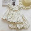 Girls Summer Polka Dot Sleeveless Set Ruffle Backless Bow Tie Bud Shorts Two Piece Outfit Fashionable Kids Clothing