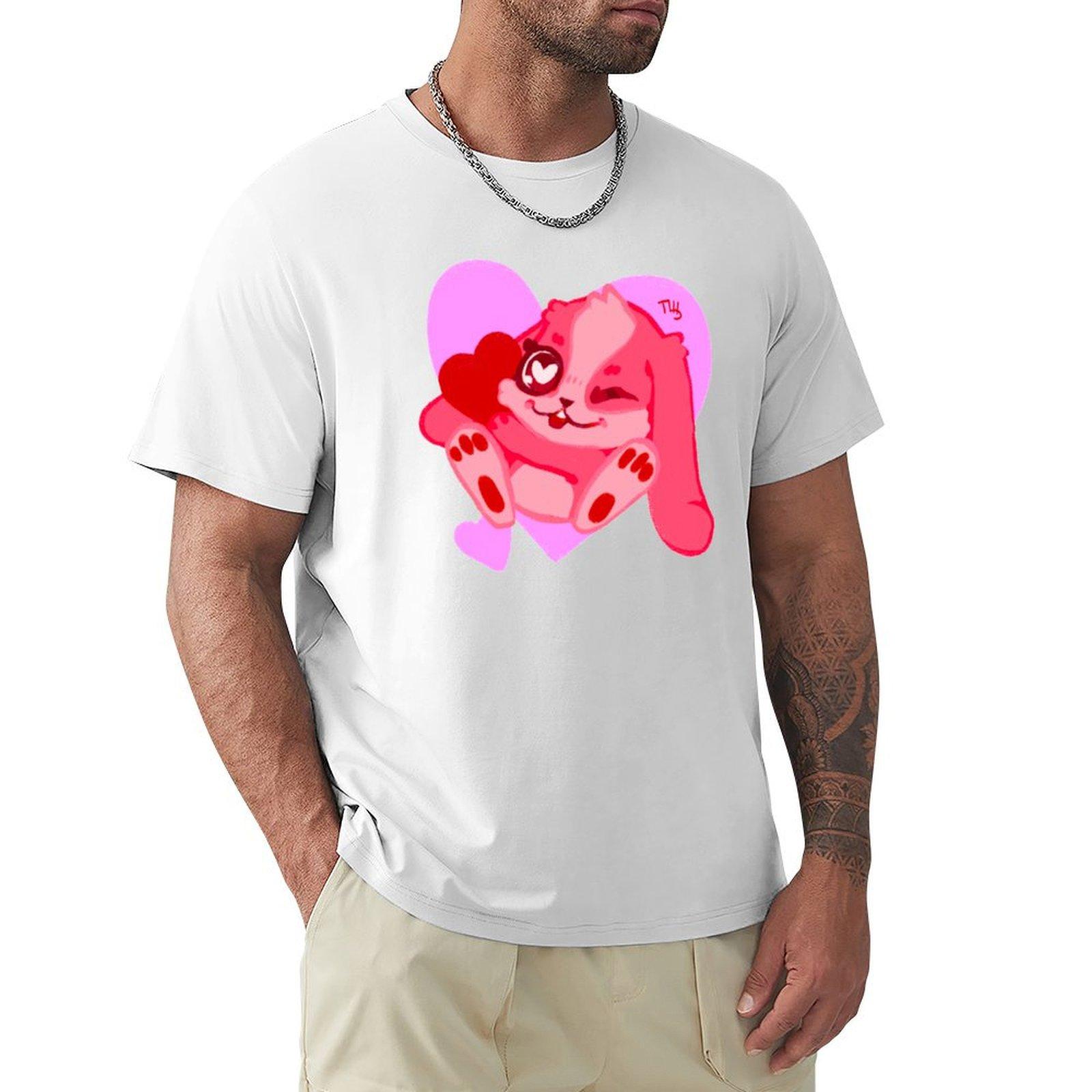 Red Heart Bunny Tshirt Basic Lightweight Short Sleeve Tee S
