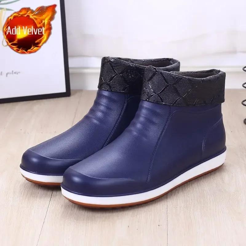 Man Shoes Wear-resistant Non-slip Rain Boots for Men Wellies Loafers Without Lacing Comfortable Low-heel Mud Gum 2024 Rubber New