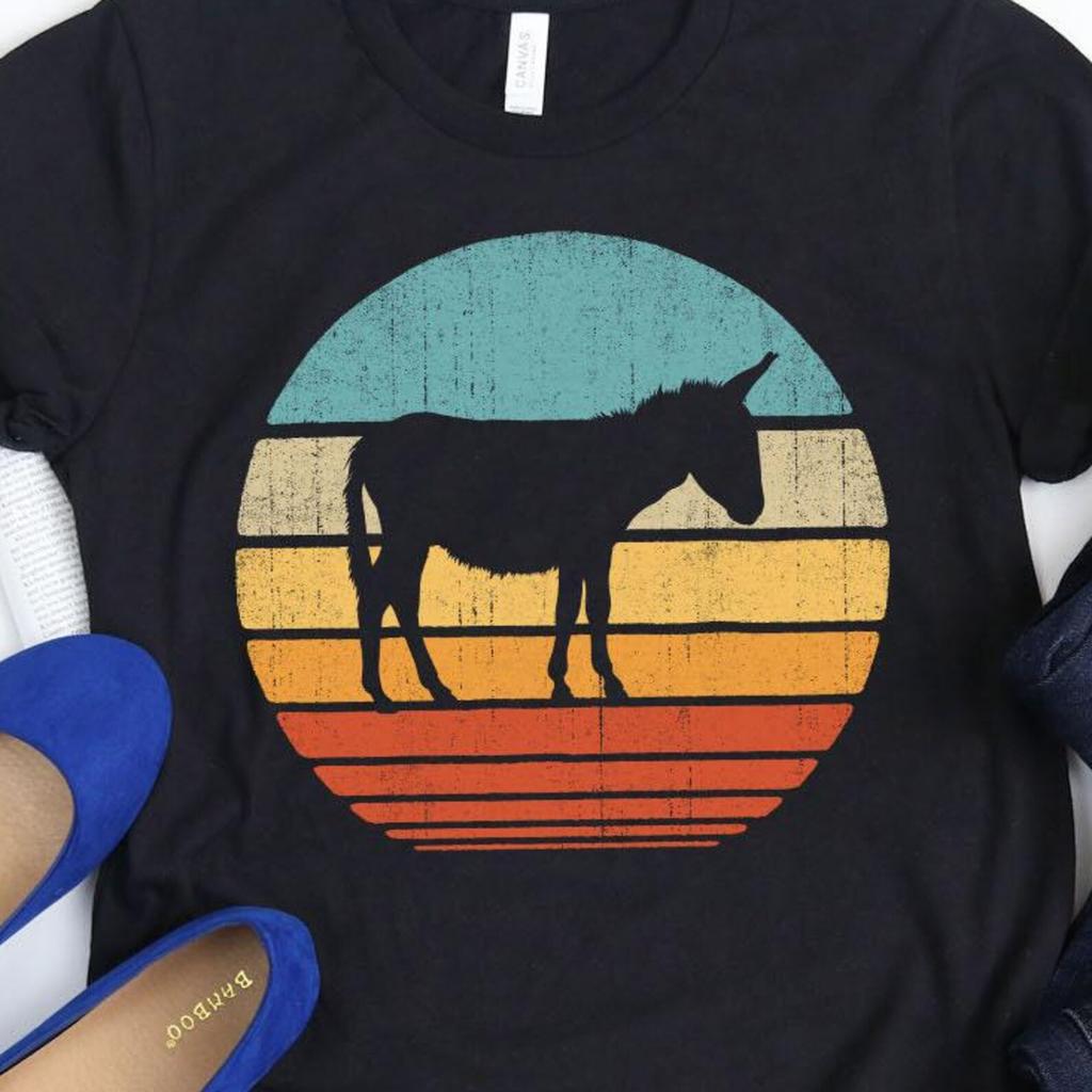 Donkey Sunset Shirt / Donkeys Gifts / Retro Vintage / Donkey Print Art / Farm Animal / Donkey Lover / Tank Top / Hoodie