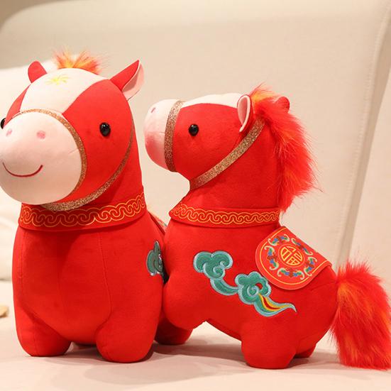 Lucky Cloud Horse Plush Doll 2026 Year of The Horse Zodiac with PP Cotton Filling Chinese New Year Gift for Home Office Decor