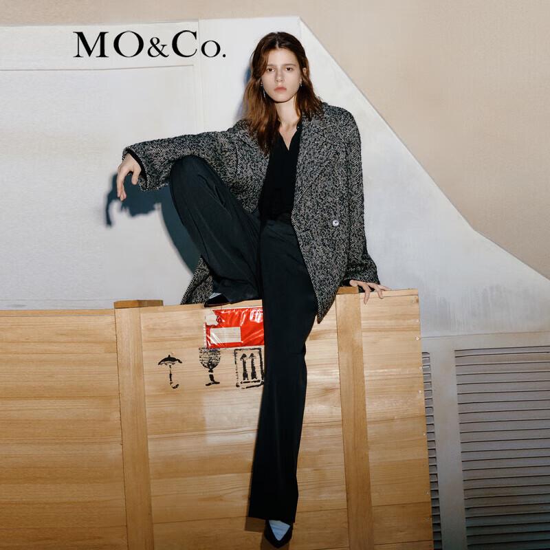 MO&Co. Women's High-Waisted Pleated Straight Wide-Leg Trousers