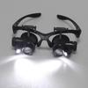 LED Light Eye Magnifying Glasses 8 Lens Magnifier Magnifying Suitable for Eyelash Extension Painting