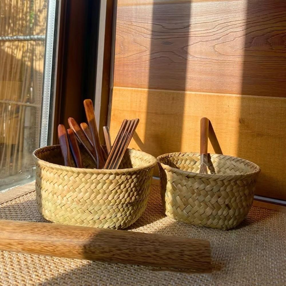 Home Desktop Decoration Rattan Storage Baskets Sundries Organizer Hand-woven Baskets