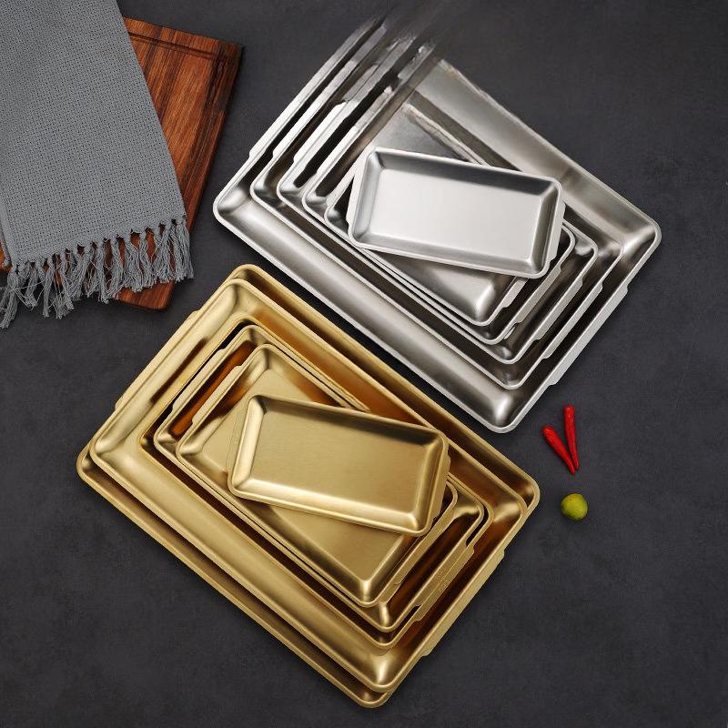 

Ruhan 304 Stainless Steel Rectangular Flat Serving Plate (Set of 8)