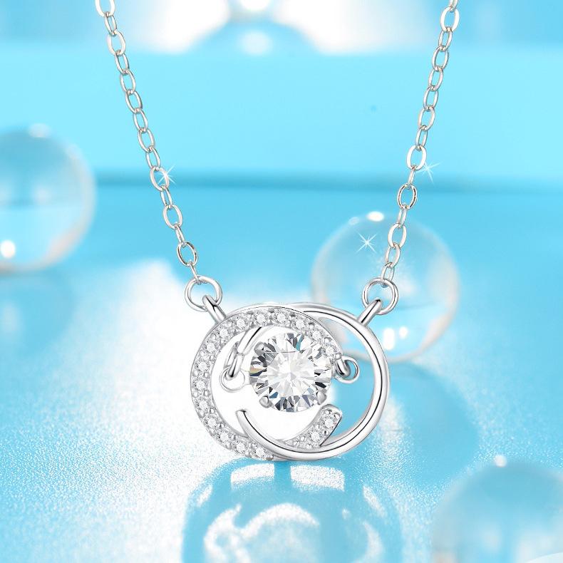 Double C Double G Flexible Necklace for Women, Simple Beating Heart Pendant Collarbone Chain