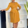 Women's new seven-quarter-sleeved fashion temperament elegant pleated dress