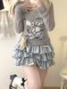 Bow Mini Skirt for Women Kawaii Cute Ruffle Cake Skirt Shorts Girls Harajuku Japanese Style Clothing