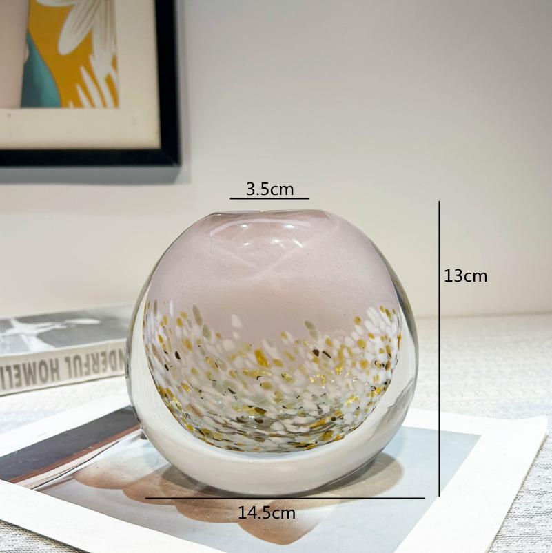 Gradient Bestreute Goldene Runde Glasvase, Blumenarrangement, Hydrokultur-Vase, Glasbehälter, Wohnzimmer-Dekorationsobjekt