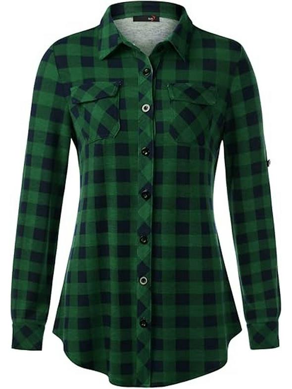 Top Rimodellante a Maniche Lunghe a Quadri Retrò da Donna Autunno/Inverno 2026