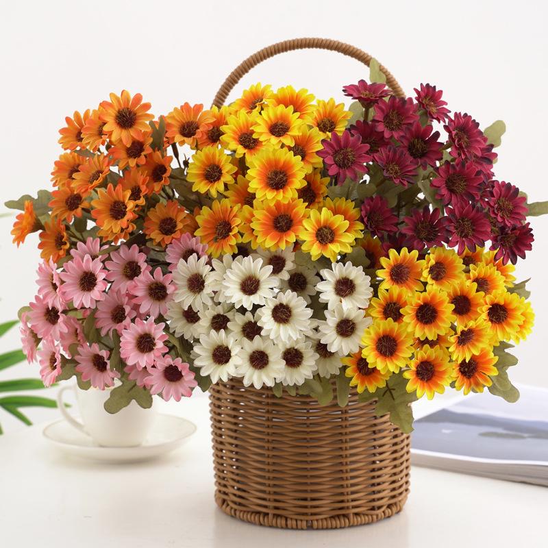 4pcs Artificial Daisy Bouquet Silk Fake Flowers Wedding Decorative Pink Daisies Simulation Flower Home Restaurant Decoration