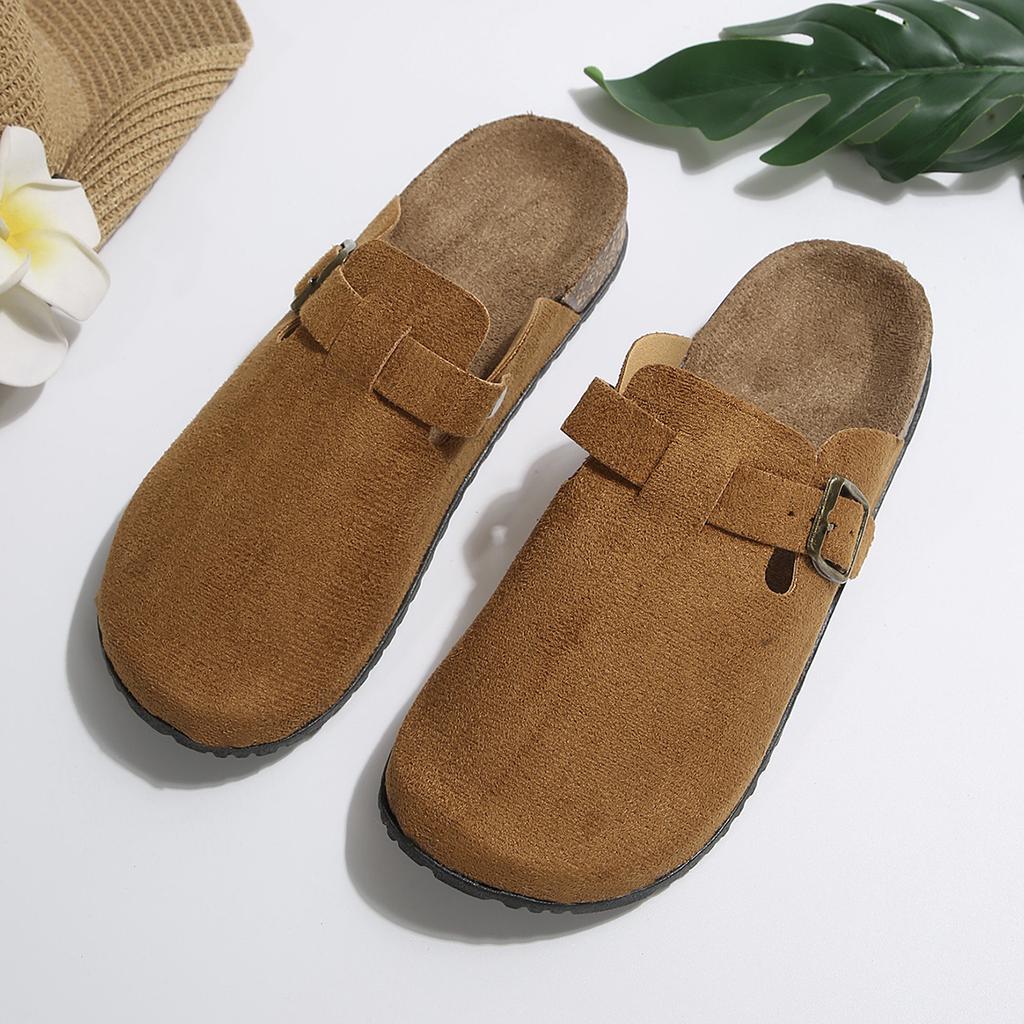 Cork Footbed Clogs For Women Fashion Leather Comfort Potato Shoes With Arch Support Indoor Outdoor Beach Slippers