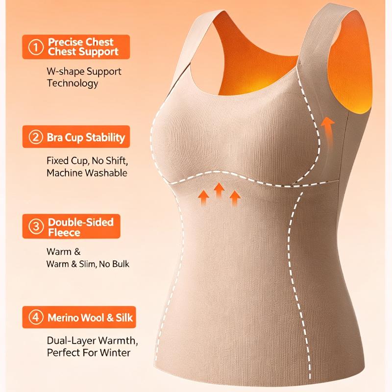Autumn and Winter Thermal Vest For Women Seamless Thickened Inner Camisole with Chest Pad Ladies Keep Warm Sleeveless Tank Tops