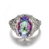 Vintage Multicolor Round Zircon Rings for Women Elegant Retro Jewelry Gift