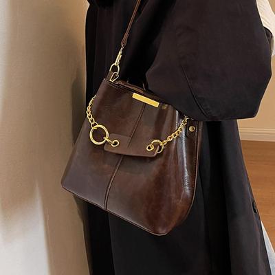 This Year's Popular Bags Bucket Bag Women's Textured Shoulder Bag Retro Commuter Crossbody Bag