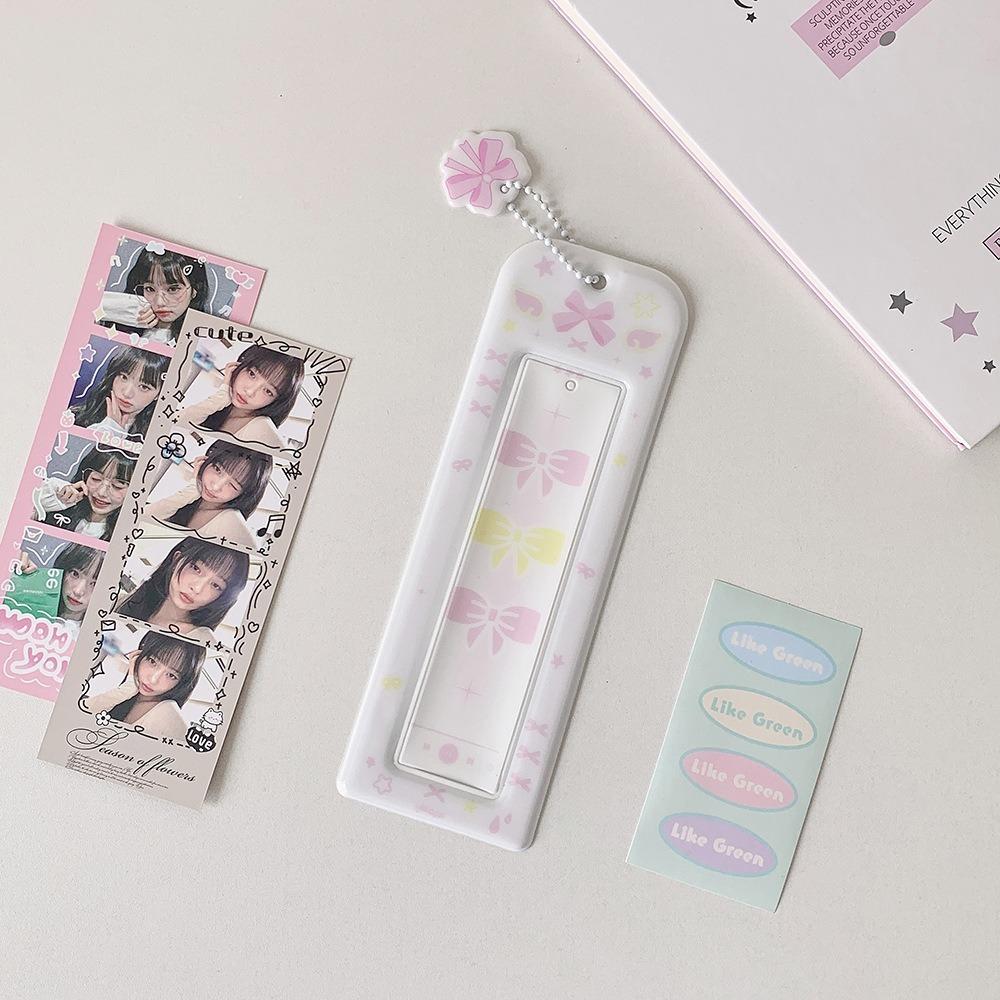Cute PVC Photo Storage Case Bowknot 4 Grids Idol Photocard Holder Hollow Photos Protective Cover for Student Girls