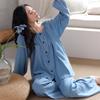 Spring Pajamas Women's 1011 New Pure Cotton Simple Spring and Autumn Long-sleeved Cardigan Two-piece Cotton Loungewear Set