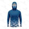 Mens Quick-Dry Ice Silk Long Sleeve UPF 50 Sun Protection Hooded Fishing Shirt With Integrated Face Cover