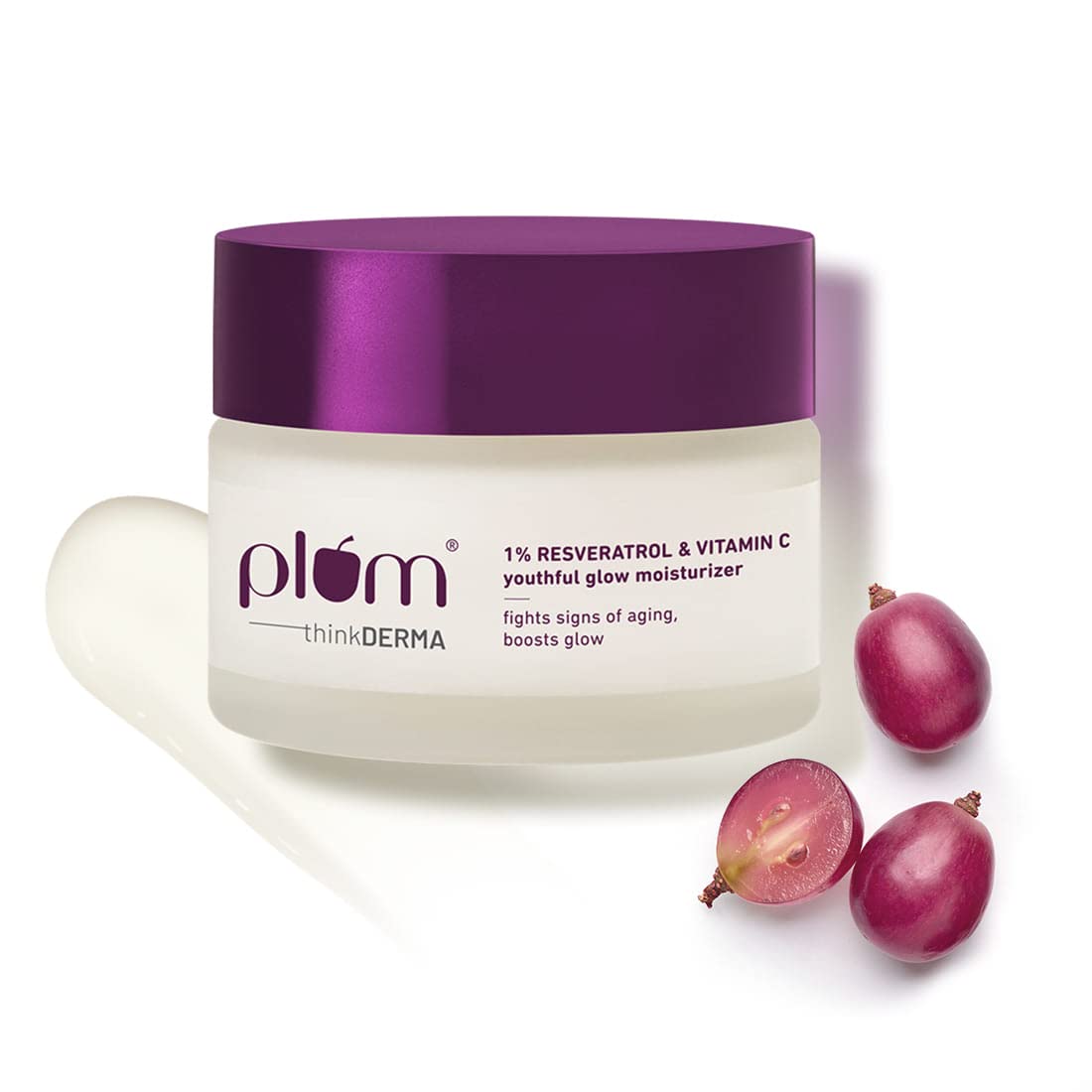 

Plum Resveratrol Vitamin C Youthful Glow Moisturizer Lightweight Quick Absorbing Vegan Face Cream 50 g Daily Care