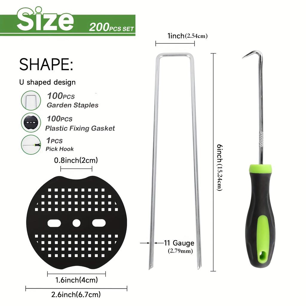 100/200/400pcs 6 Inch Hot-dip Galvanized Landscape Staples Plant Cover Stakes 11 Gauge Tent Stakes Garden Stakes + Gaskets