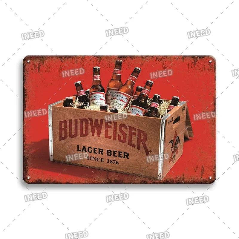 Original Budweiser Bier-Blechschild, lustige Metallplakate, Retro-Wandschild, Vintage-Schild für Bar-Club-Wanddekoration