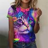 New Funny Cat 3D Print Women's Kawaii T Shirt Female Harajuku Casual Clothing Ladies Fashion Cute Animal Graphic Tees Girls Tops