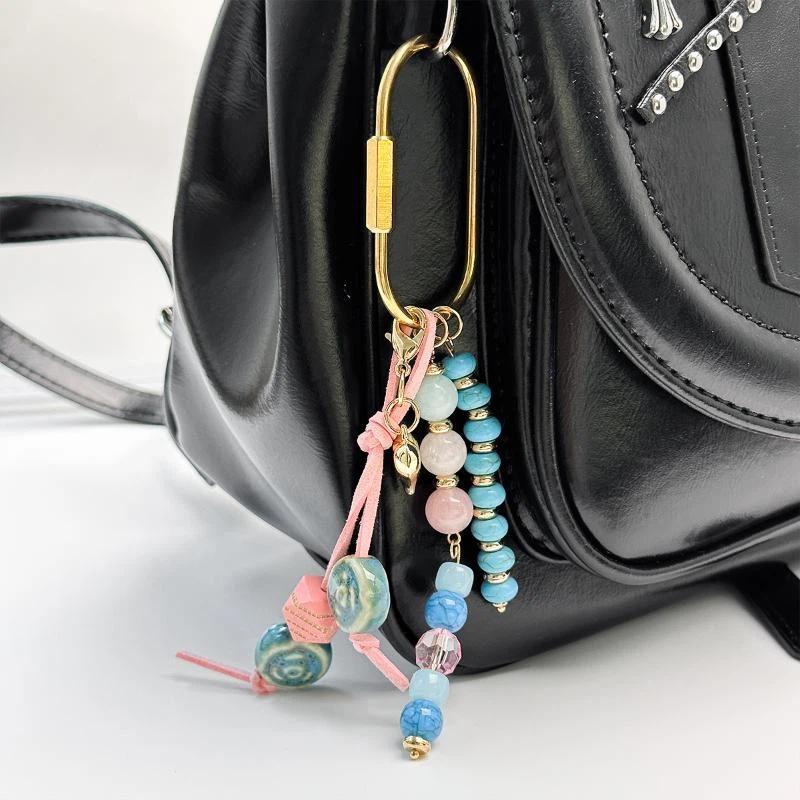 1Pcs Fashion Conch Beads Keychain Handmade Delicate Bag Pendant Portable Ornament for Daily Use Gift for Friends