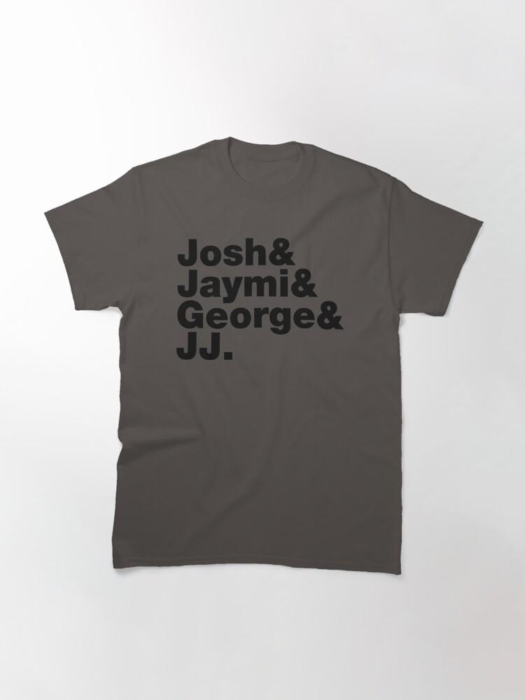 Westlife Josh _amp_ Jaymi _amp_ George _amp_ JJ (black Writing) Fitted Classic T-Shirt
