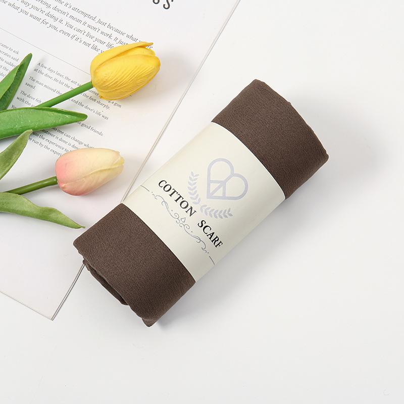 Autumn and winter new micro-elastic crumpled cotton blended long towel right angle lock edge polyester headscarf hot-selling solid color scarf