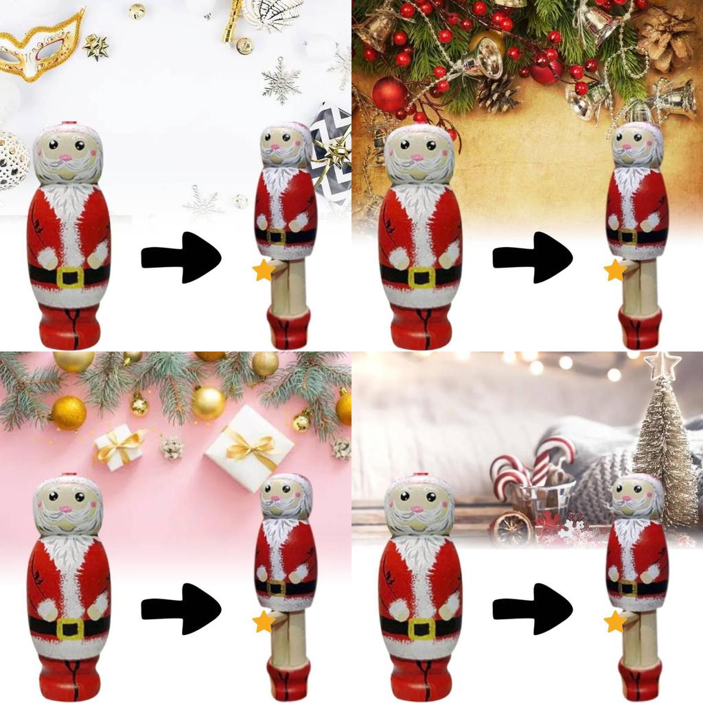 Unique Funny Santa Wooden Puppet Handcrafted Beech Wood For Christmas Decor Gifts