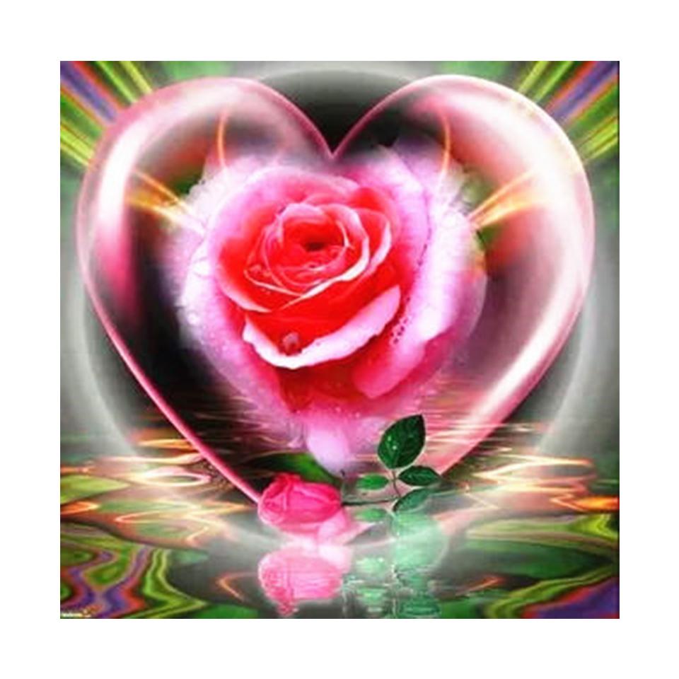 5D DIY Diamond Painting Flower Rhinestone Picture Rose Cross Stitch Kit Diamond Embroidery Round Mosaic Home Decoration