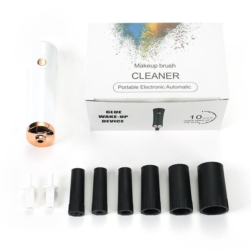 Electric Eyelash Glue Shaker for Nail Polish Tattoo Ink Pigment Liquid Shaking Machine with 2pcs Connector 6pcs Glue Cover Die