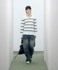 IRONYPORNO WHITELINE 86-Iroj365 Open-Neck Striped Long-Sleeve Knit White