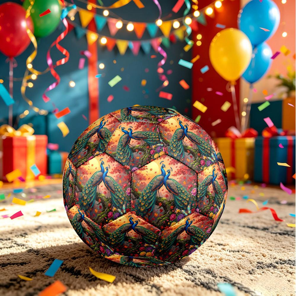 1pc Autumn Peacock Garden Theme Soccer Ball Football, Size 5, Lightweight PVC, Outdoor Training Soccer Ball,Sports Gift T61479