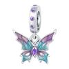 Beads Copper Original Purple-Blue Butterfly Insect Pendant Beads Fit Bracelet Jewelry Diy Women Gift Accessory