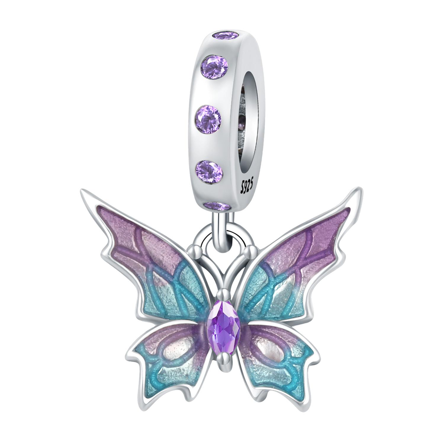 

Bead Components Copper Metal Authentic Original Purple-blue Butterfly Insect Pendant Bead Component Bead Components Compatible With Bracelet High