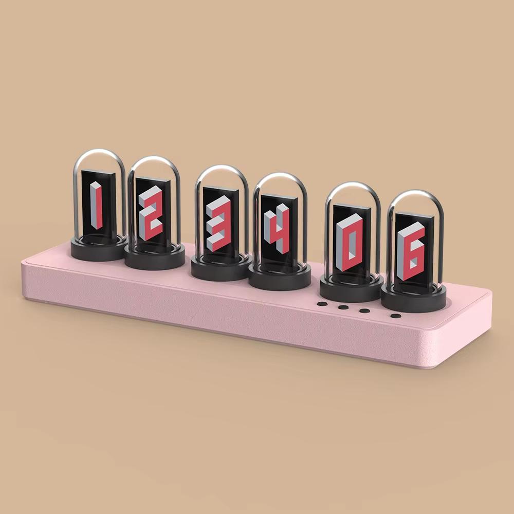 New Rgb Aluminum Alloy Pseudo-Nixie Tube Clock Miniips Computer Desktop Clock Ornament Transparent Desktop Smart Clock