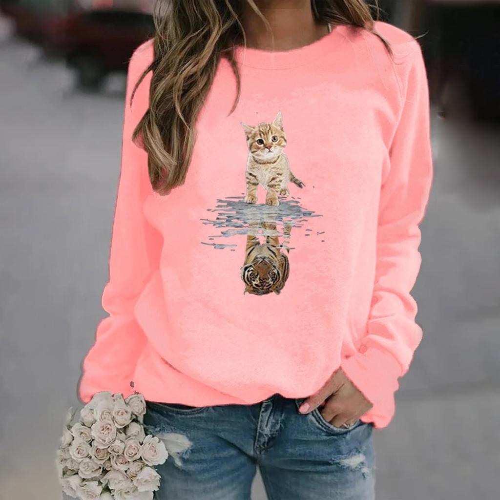 Winter Womens Casual Tops Ladies Print Sweatshirt Blouse Tee Sweater