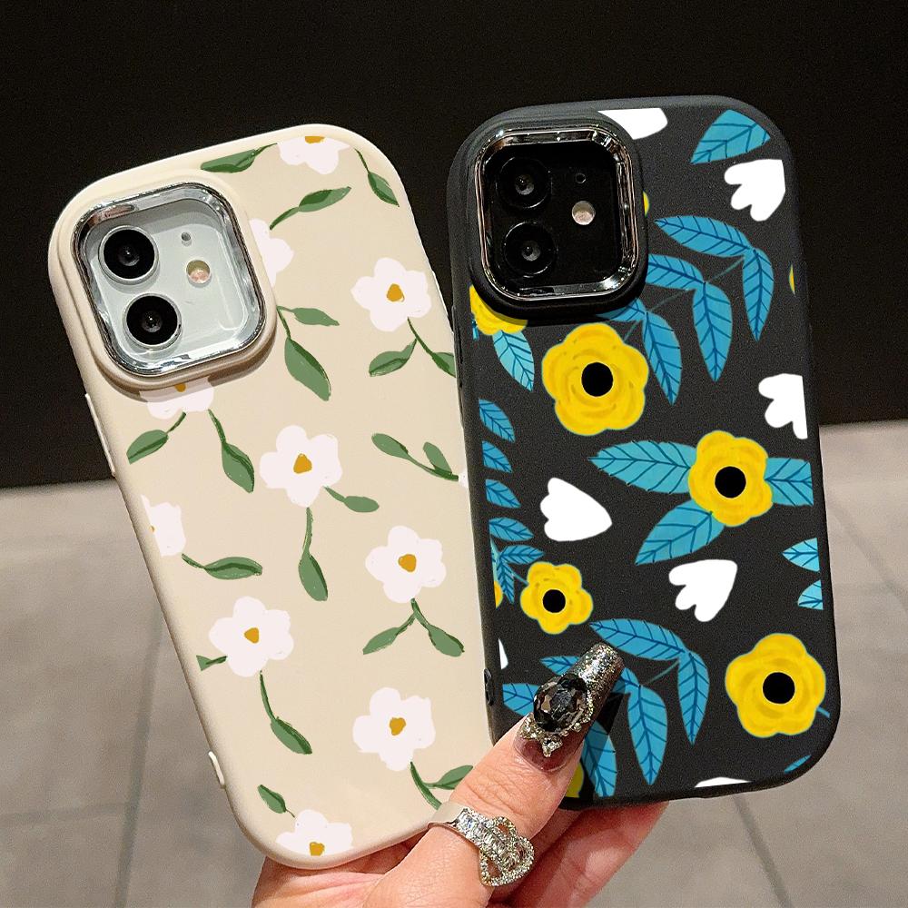 Solid Color Silver Edge Lens Soft Liquid Silicone Shockproof Phone Case for iPhone Samsung Huawei Honor Xiaomi Redmi OPPO Realme Vivo Infinix Tecno