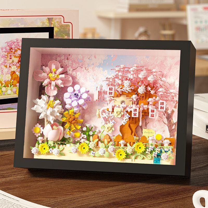 2025 Hibiscus Eternal Flower Photo Frame Building Blocks - Educational Toy & Qixi Festival Gift