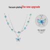 Double Layer Deep Blue Butterfly Pendant Necklace for Women - Chic, Layered Clavicle Chain with Light Luxury, High-End Niche Design