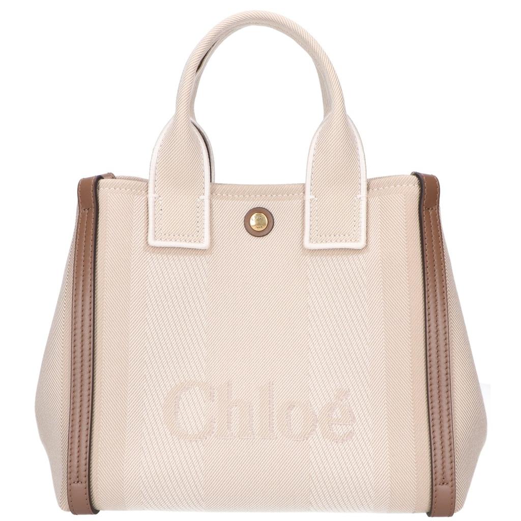 Chloe Excellent Condition Canvas Carry Small 2WAY Tote Bag beigeUsed